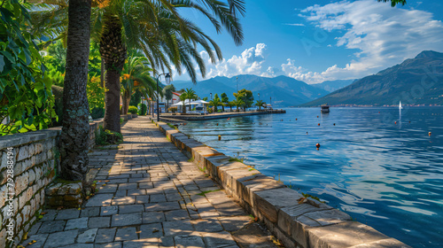 Beautiful sea promenade in Tivat Montenegro.  © Hassan