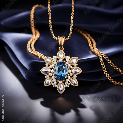 Majestic Sapphire Floral Pendant Necklace 