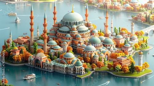 Discover a charming Turkey depiction of this citys iconic landmarks and vibrant vibe, Generated by AI © No1else