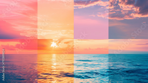 a series of captivating background color schemes suitable for various design projects. Imagine a palette inspired by a vibrant sunset, blending warm shades of orange, pink, and purple to create a sens