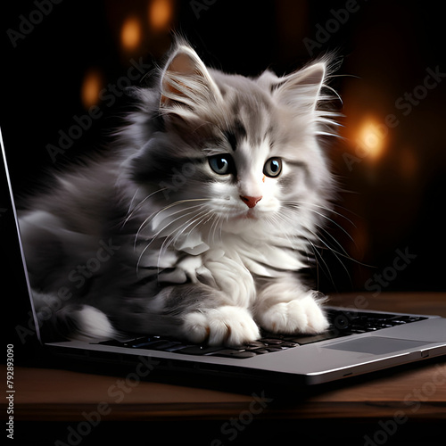 The cat Nap on Laptop