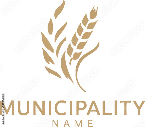 Wheat agriculture corporate branding for municipality logo. AI generative.