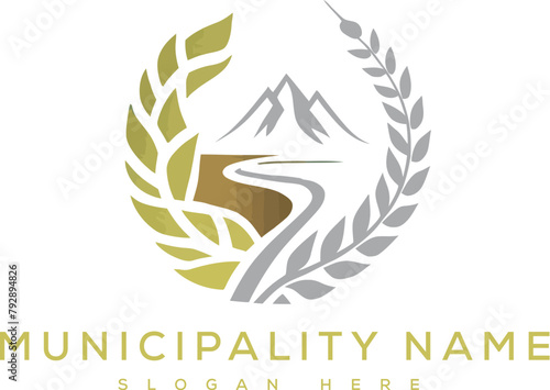 Wheat agriculture corporate branding for municipality logo. AI generative.