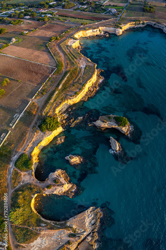 view at dawn of the Faraglioni of S. Andrea, Melendugno, Lecce, Puglia