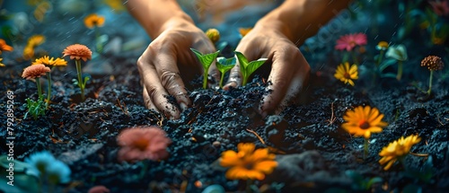 Hands planting seeds symbolize grassroots activism and social justice in community organizing. Concept Community Organizing, Grassroots Activism, Social Justice, Symbolism, Planting Seeds photo