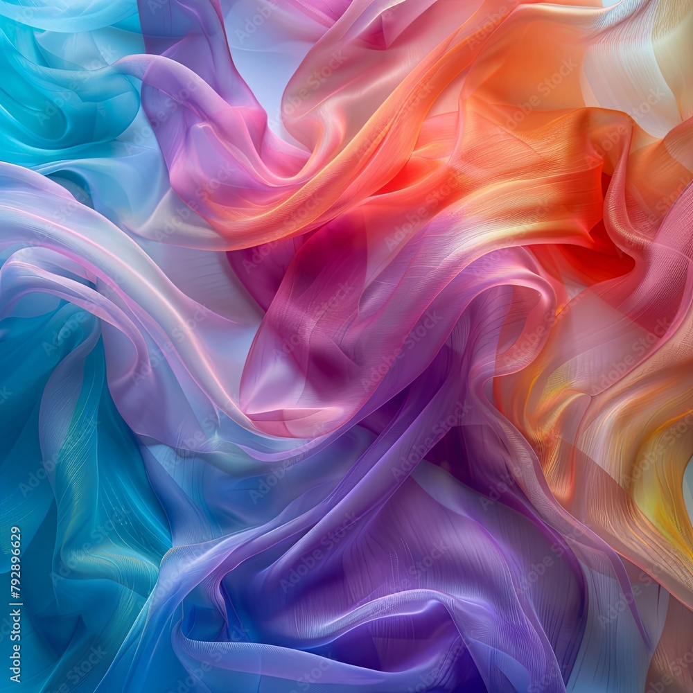 Obraz premium Swirling Rainbow Organza Elegance in Ethereal Light