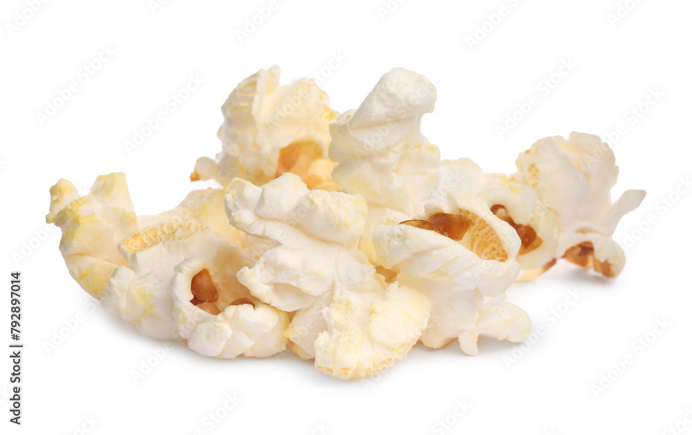 Fresh popcorn isolated on white. Tasty snack Fresh popcorn isolated on white. Tasty snack