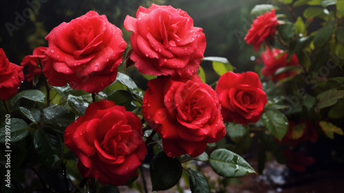 bunch of roses, Red roses in the garden. Red roses in the garden. Beautiful red roses.