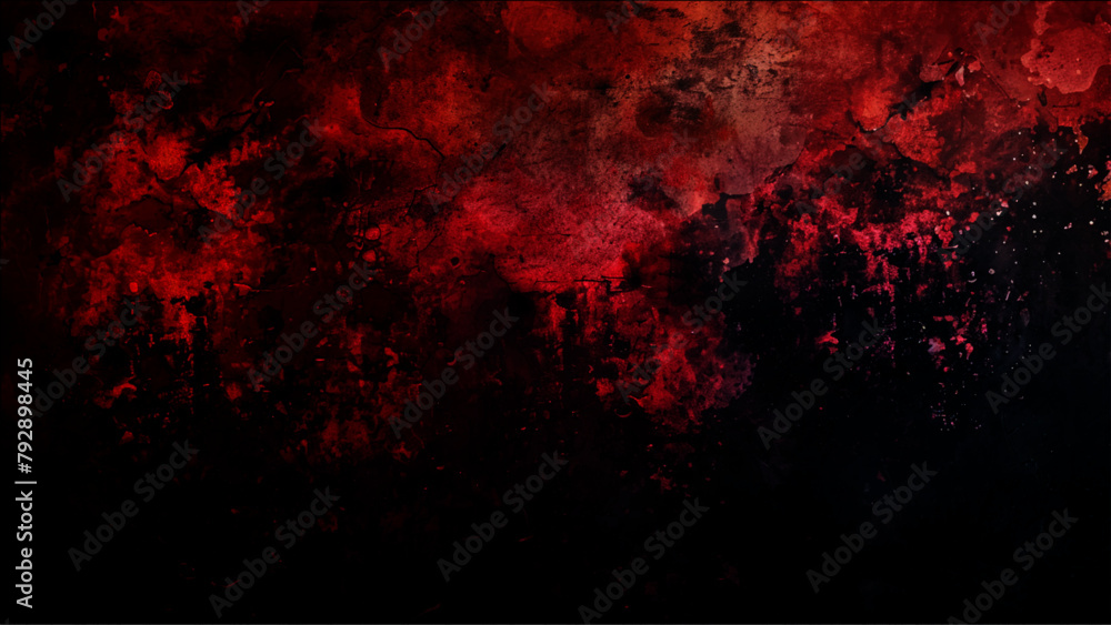 Dark red horror scary background. Old wall texture cement black red background. red background with black grunge background texture in modern art grunge design. - obrazy, fototapety, plakaty 