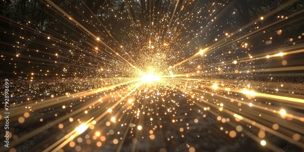 Fototapeta premium golden light burst speed montion background,, Gold Particles Explosion. Motion speed Background., christmast
