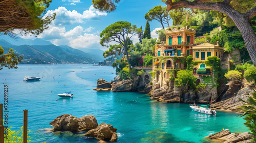 Beautiful view of Portofino Liguria Italy photo