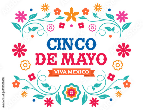 Cinco de Mayo frame border background, pattern, template with Cinco de Mayo text, logo, vector for Cinco de Mayo banner printable, fiesta, party, poster, flyer, card, May 5, federal holiday in Mexico
