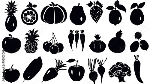 set of fruits and vegetables