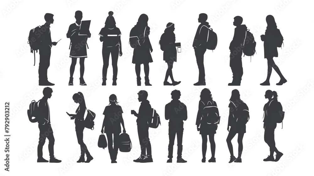 silouhettes of students silouhettes of students