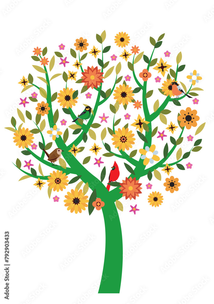 Tree with bird Beautiful vector illustration Tree with bird Beautiful vector illustration