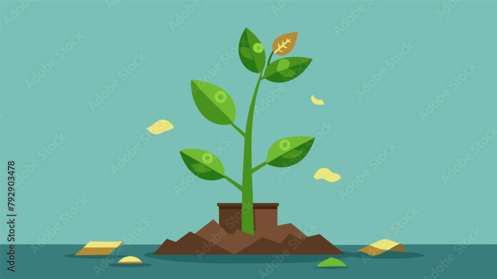 A wilted plant with a small sprout growing from it referencing the idea of nurturing and growing a new money mindset. A wilted plant with a small sprout growing from it referencing the idea of nurturing and growing a new money mindset.