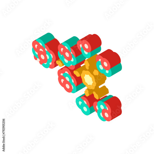 chain reaction nuclear energy isometric icon vector. chain reaction nuclear energy sign. isolated symbol illustration