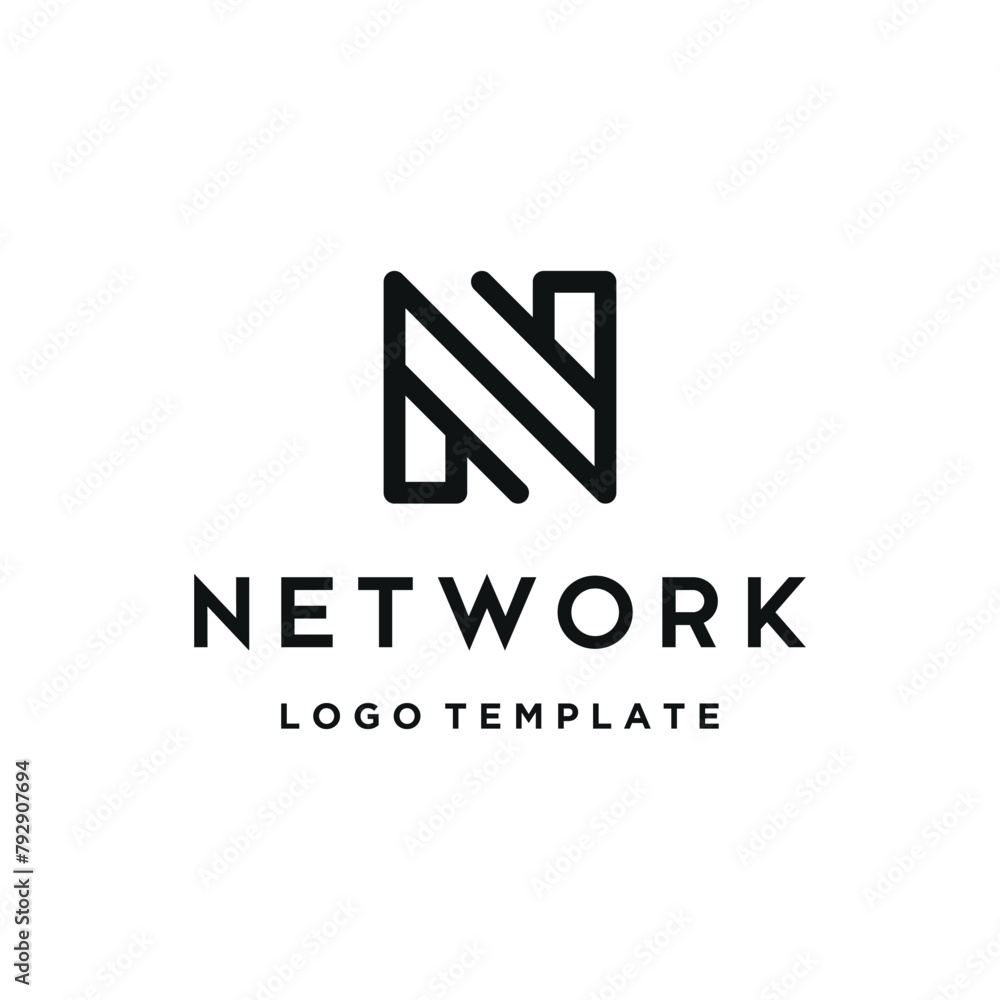 Initial Letter N Monogram with Simple Square Shape Geometric Line Art Logo Design Initial Letter N Monogram with Simple Square Shape Geometric Line Art Logo Design