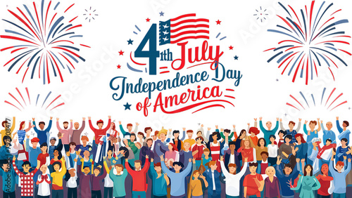 Happy 4th Of July USA Independence Day. Fourth July calligraphic background.