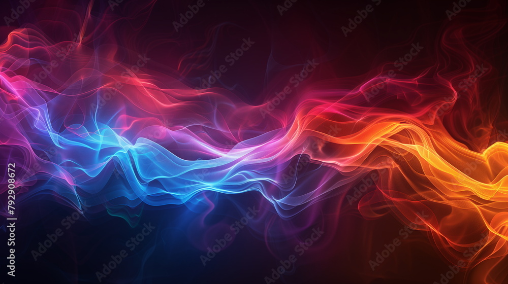 colorful of wave particle on dark background