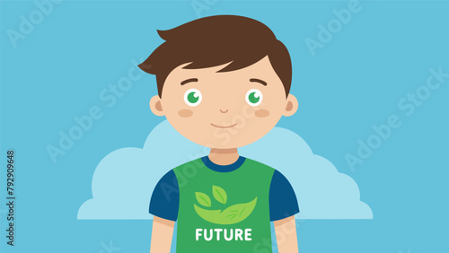 A young child proudly wearing a shirt with a logo that reads Future Environmentalist after participating in a cleanup event.