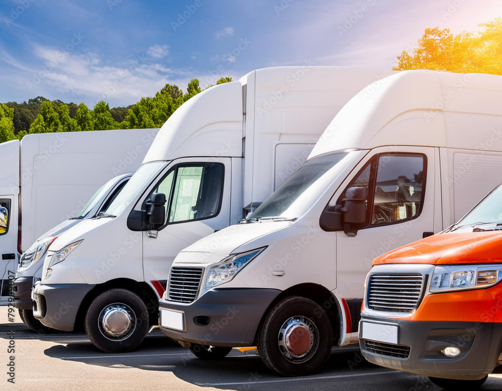 Naklejka premium society parking for delivery truck van transportation park