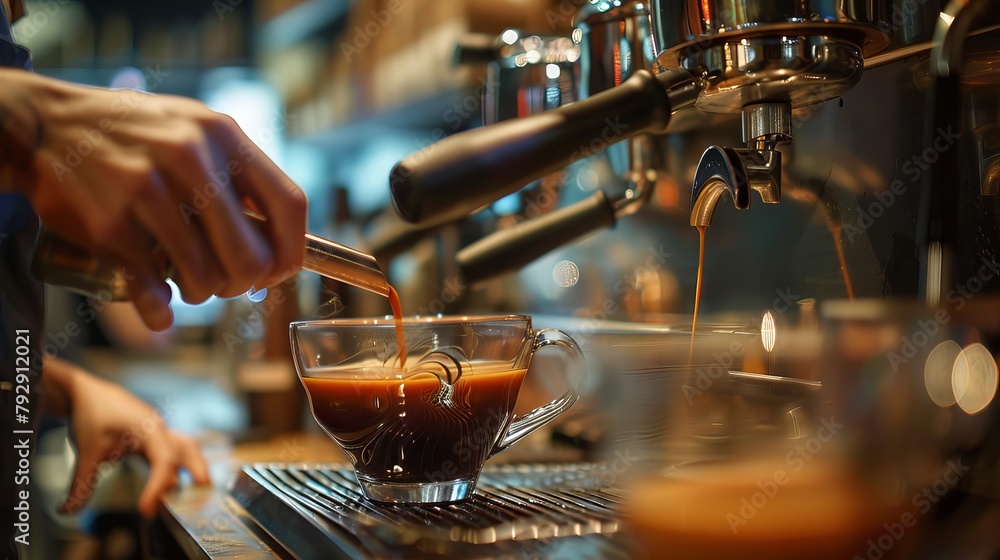 A barista serving a coffee A barista serving a coffee