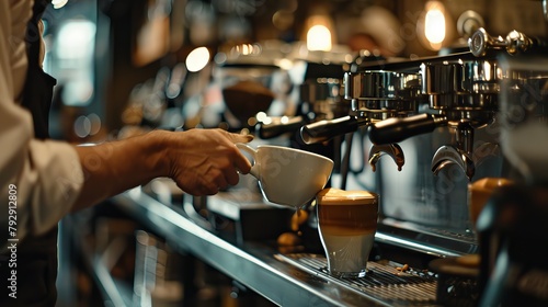 A barista serving a coffee  photo