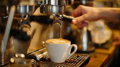 A barista serving a coffee 