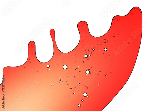 Abstract shapes of red liquid on white
