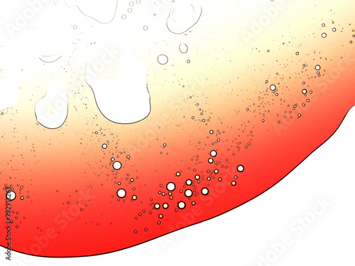 Abstract shapes of red liquid on white