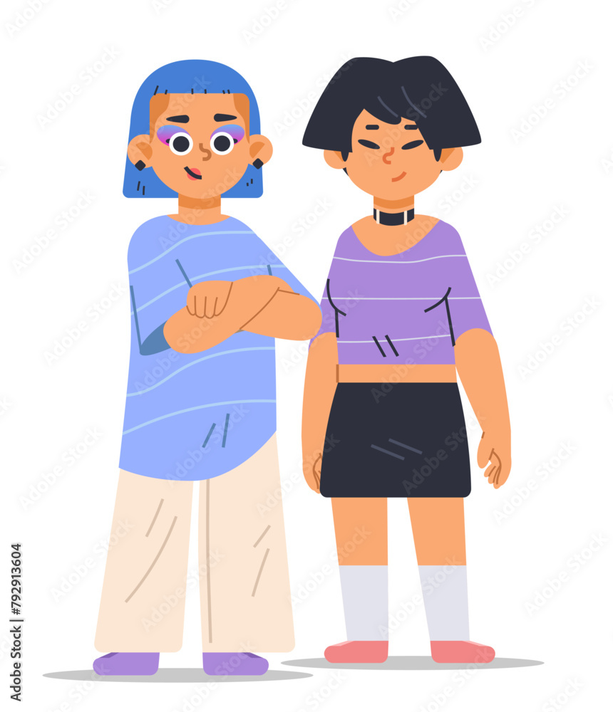 Obraz premium Creative transgender smiling couple on isolated background. Cartoon vector illustration