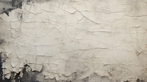 texture papier peint déchiré blanc, craquelé et froissé, généré par IA