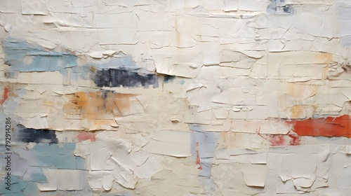 texture papier peint déchiré blanc bleu et orange, craquelé et froissé, généré par IA