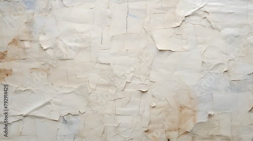 texture papier peint déchiré blanc, craquelé et froissé, généré par IA