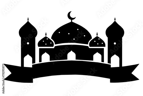 Islamic Celebration Eid Al Adha  Vector Illustration Silhouetted on white background photo