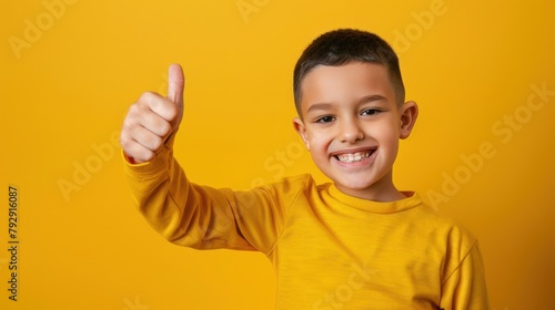 Cheerful young man with thumbs up, smiling happily