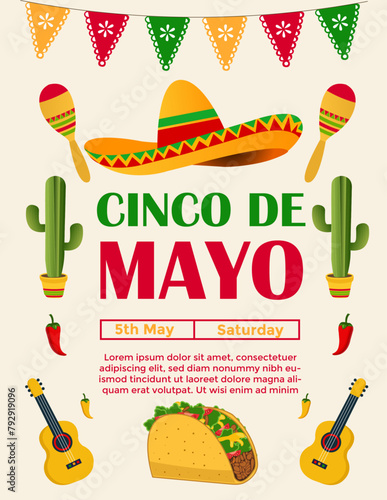 Cinco de mayo invitation design template. vector illustration