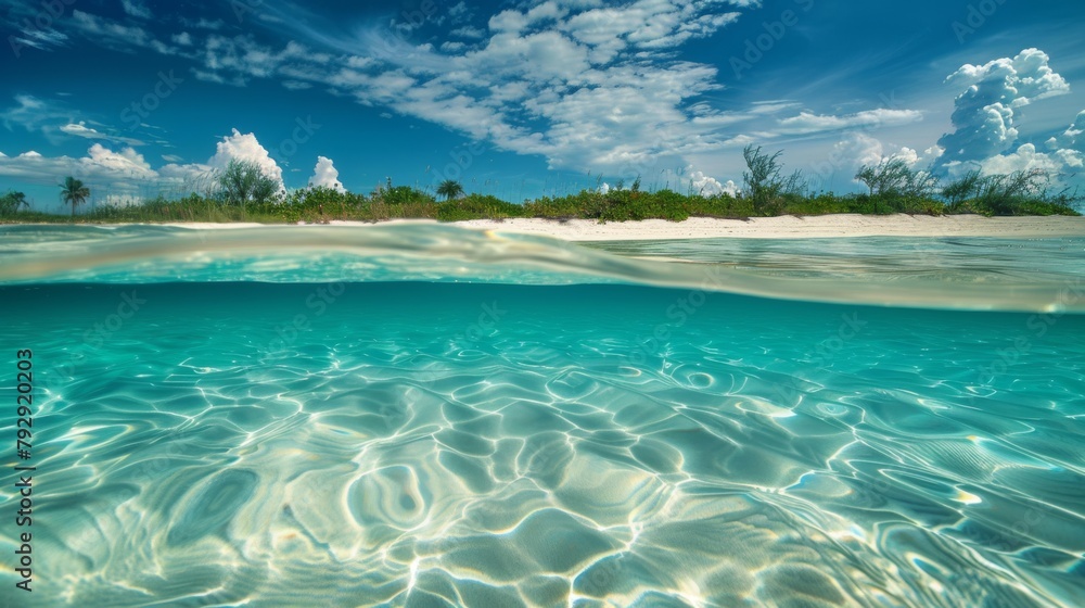 Split View of Clear Tropical Waters