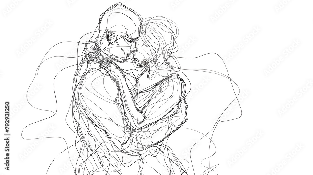 Continuous Line Art Intertwined Figures in Intimate Embrace Continuous Line Art Intertwined Figures in Intimate Embrace