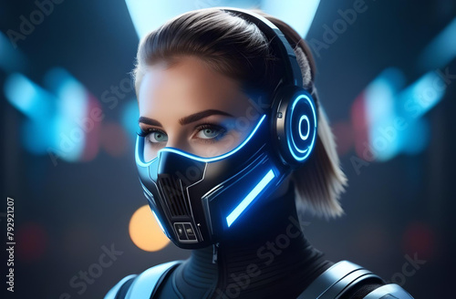 Woman in a cybernetic mask photo