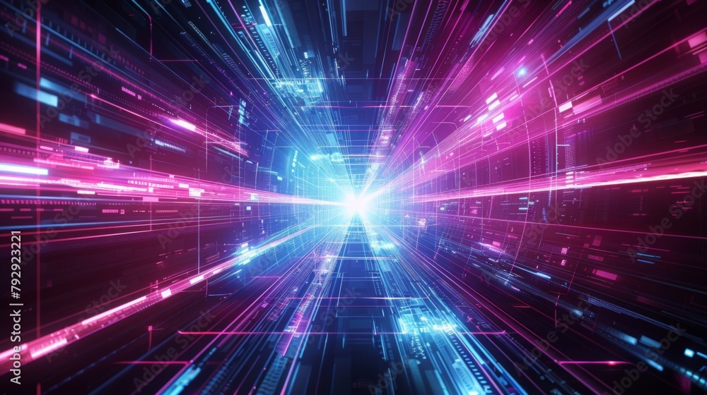Futuristic Digital Cyberspace with High-Speed Data Stream Futuristic Digital Cyberspace with High-Speed Data Stream