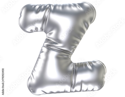 Silver balloon font 3d rendering  letter Z