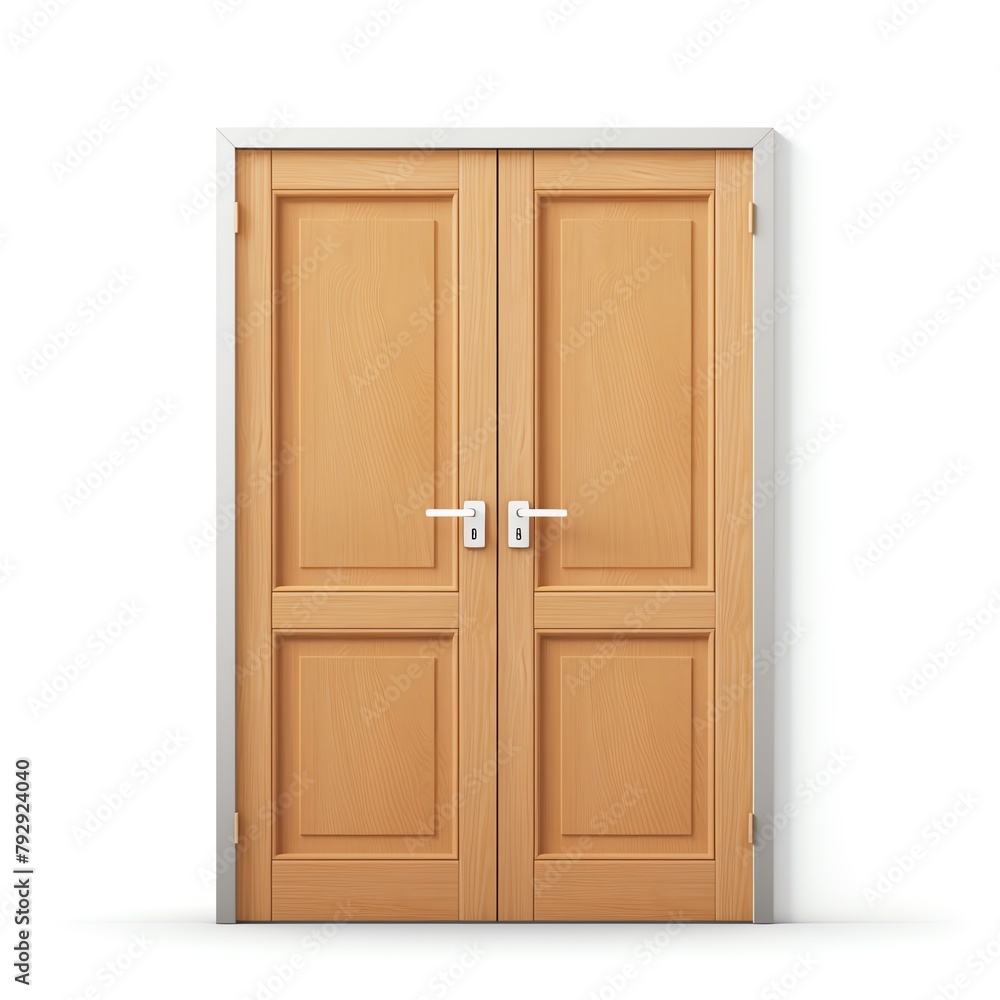 Light wood doors isolated on white background 3D cartoon minimal cute business concept Light wood doors isolated on white background 3D cartoon minimal cute business concept