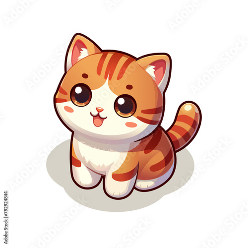 Isometric cute American shorthair kitten cat cartoon character design isolated on white background, cute animal clip art, vector illustration.