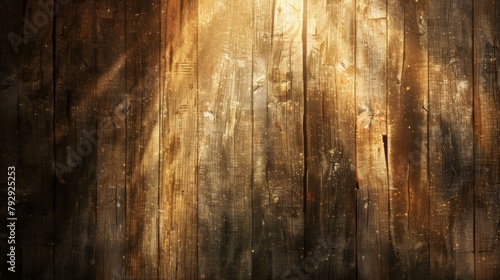 Warm Rustic Wooden Plank Texture Background with Sunlight