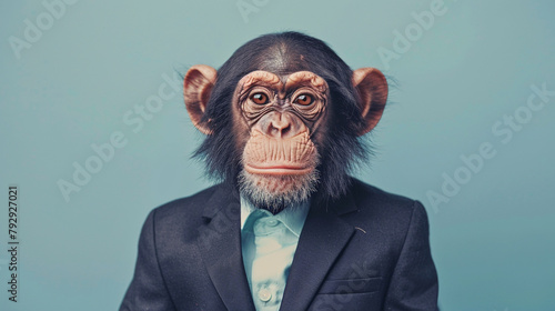 Anthromophic friendly Monkey wearing suite formal business studio shot  © Cyprien Fonseca