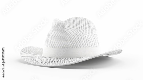 The white hat is isolated on a white background in a font view. photo