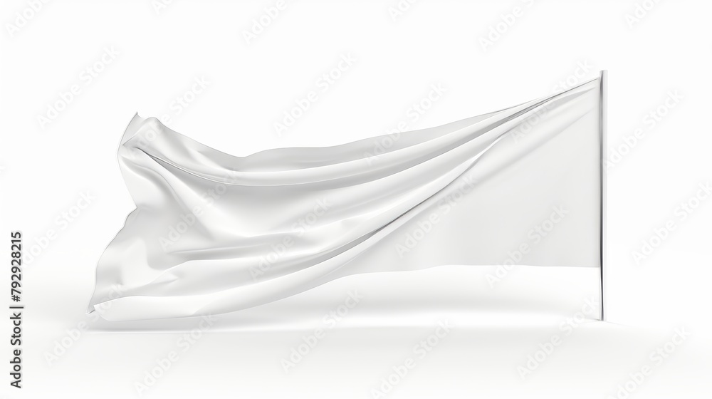 A blank white flag on a white background. 3D illustration