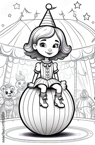 Circus Girl Isolated Coloring book , coloring page